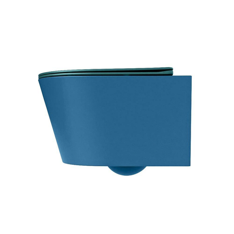 Mondiaz LAVIE hangtoilet – spoelrandloos – 36 x 53 cm – met softclose zitting – Jeans (blauw), zitting Smag (groen) SW1208715