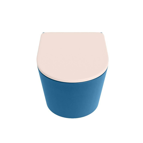 Mondiaz LAVIE hangtoilet – spoelrandloos – 36 x 53 cm – met softclose zitting – Jeans (blauw), zitting Rosee (roze) SW1208687