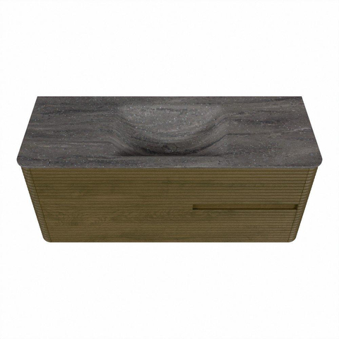 Mondiaz CIRO-DLUX Badkamermeubelset - 120x45x50cm - Solid surface wastafel Oza - 1 wasbak Midden - zonder kraangaten - 2 lades - Dusk SW1533289