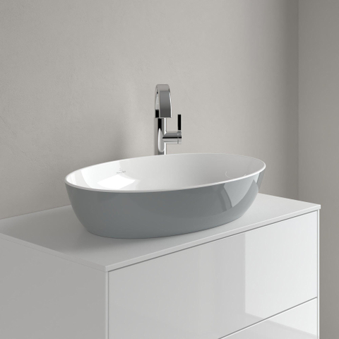 Villeroy & Boch Artis opzetwastafel ovaal - 61x41x12.5cm - zonder kraangat - zonder overloop - French Linen (glans grijs) SW68831