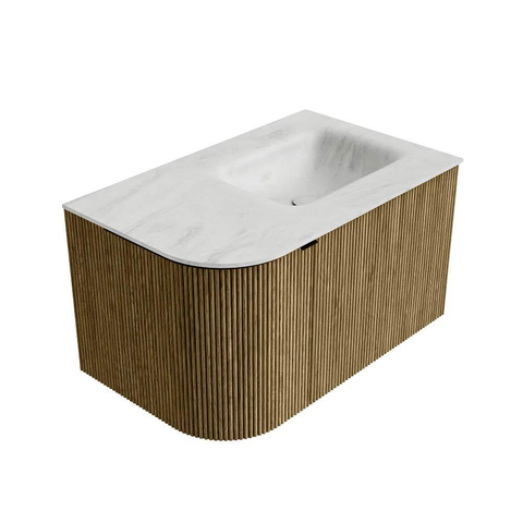 Mondiaz KURVE-DLUX Ensemble de meuble de salle de bains - 75x46x40cm - 1 tiroir - 1 porte - lavabo solid surface - droit - sans trou de robinet - Dusk SW1415042