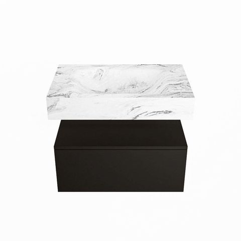 Mondiaz ALAN-DLUX Ensemble de meuble - 70cm - meuble Urban mat - 1 tiroir - Lavabo Cloud Glace suspendu - vasque Centre - 1 trou de robinet SW804762