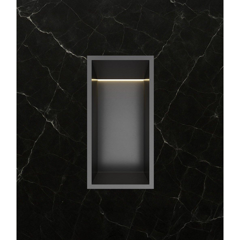 Hotbath &MORE Inbouwbox of inbouwnis - 30x15x10 - met LED - IP44 - PVD - geborsteld zwart SW1246529
