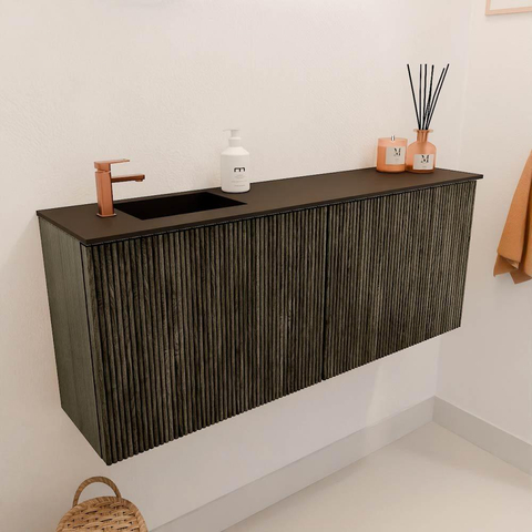 Mondiaz JOYA 100cm meuble de salle de bains - couleur Shadow - Vasque FAYE position Gauche 1 trou de robinet couleur Urban. SW1421481