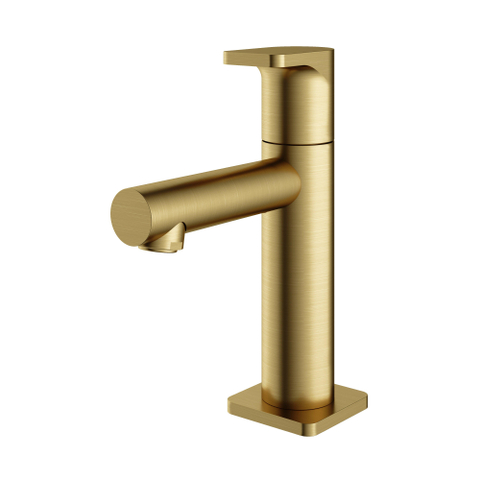 Hotbath Gal Fonteinkraan - opbouw - uitloop - 8.5cm - koudwaterkraan - PVD - geborsteld messing goud SW656061