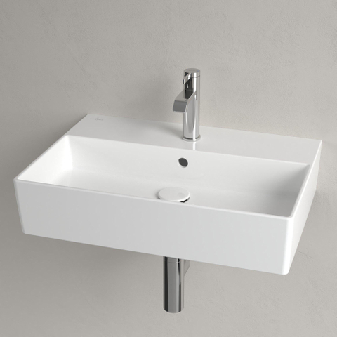 Villeroy & Boch memento 2.0 wastafel - 600x420mm - 1 kraangat - met overloop - White Alpine (glans wit) SW354338