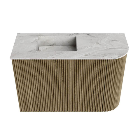 Mondiaz JOYA-DLUX 61.6cm toiletmeubel - ronding rechts kleur Dusk - Wastafel FAYE positie Links 1 kraangat kleur Glace. SW1423166