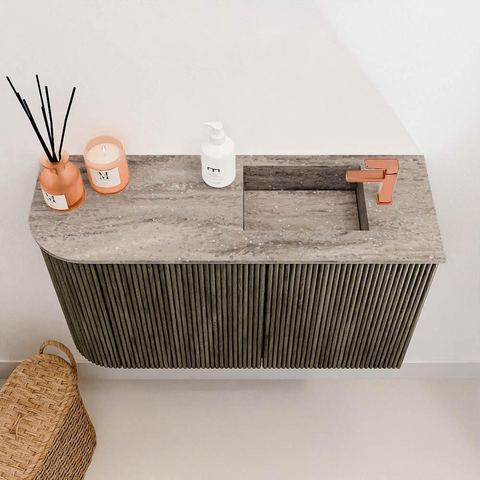 Mondiaz JOYA-DLUX 71.6cm toiletmeubel - ronding links kleur Shadow - Wastafel FAYE positie Rechts 1 kraangat kleur Oza. SW1425076