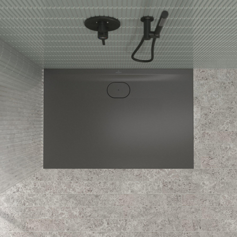 Villeroy & Boch Ecora douchebak - 120x80x3.5cm - afvoer lange zijde - anthracite (antraciet) SW1558972