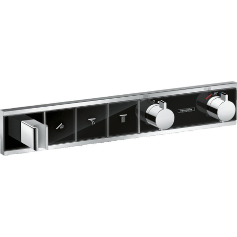 Hansgrohe Rainselect Afbouwdeel - voor inbouw douchekraan - thermostatisch - voor 3 functies - met handdouchehouder - 52.7x90cm zwart/chroom - thermostaat - zwart SW157089
