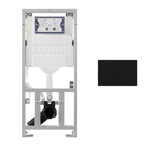 Geberit Inbouwreservoir - UP320 - QeramiQ Push Steel bedieningsplaat slim - dualflush - ronde knoppen - mat zwart SW1600495