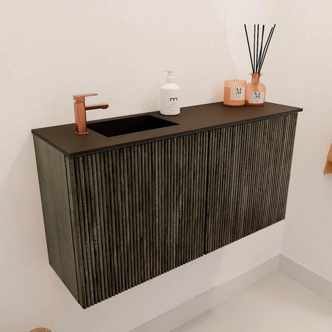 Mondiaz JOYA 80cm meuble de salle de bains - couleur Shadow - Vasque FAYE position Gauche 1 trou de robinet couleur Urban. SW1421510