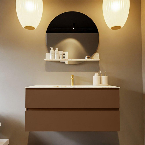 MONDIAZ VICA-DLUX Ensemble meuble de salle de bains - 110cm - meuble bas rust - 2 tiroirs - vasque encastrée cloud au milieu - 1 trou de robinet - version haute 60cm - frappe SW1089157