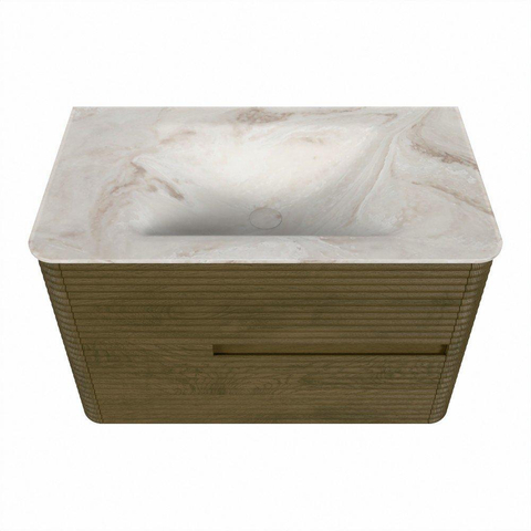 Mondiaz CIRO-DLUX Badkamermeubelset - 80x45x50cm - Solid surface wastafel Frappe - 1 wasbak Midden - zonder kraangaten - 2 lades - Dusk SW1532803