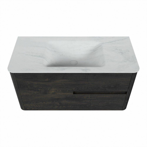 Mondiaz CIRO-DLUX Badkamermeubelset - 100x45x50cm - Solid surface wastafel Opalo - 1 wasbak Midden - zonder kraangaten - 2 lades - Shadow SW1532394