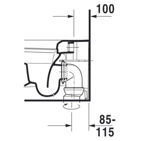 Duravit Starck Me closetpot diepspoel staand back to wall 37x60cm incl. bevestiging afvoer horizontaal mat wit SW358219