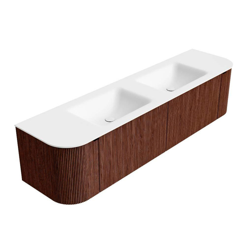 Mondiaz KURVE Ensemble meuble de salle de bains - 180x46x40cm - 2 tiroirs - 2 portes - vasque solid surface - double - sans trou de robinet - Ruby SW1416113