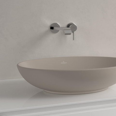 Villeroy & Boch Loop & Friends opzetwastafel - 56x38cm - zonder kraangat - zonder overloop CeramicPlus - mat almond (beige) SW644134