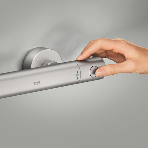 GROHE Grohtherm 800 Cosmopolitan douchethermostaat - 15cm - met koppelingen - supersteel (rvs) SW1477605