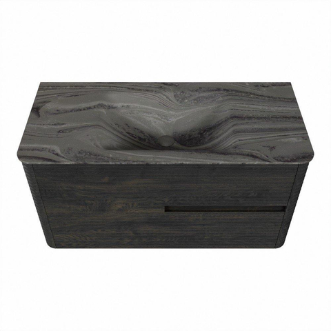 Mondiaz CIRO-DLUX Ensemble meuble de salle de bains - 100x45x50cm - Vasque solid surface Sombra - 1 lavabo au centre - 1 trou de robinet - 2 tiroirs - Shadow SW1532742
