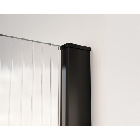 Fortifura Galeria Douche à l'italienne - 30x200cm - verre nervuré - Noir mat SW876959