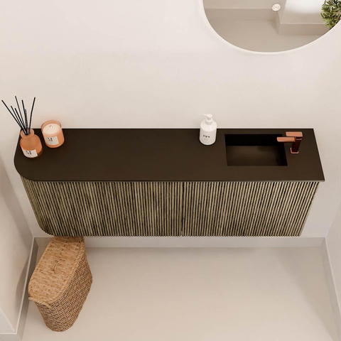 Mondiaz JOYA 111.6cm meuble de salle de bains - arrondi gauche couleur Dusk - Vasque FAYE position Droite 1 trou de robinet couleur Urban. SW1421671