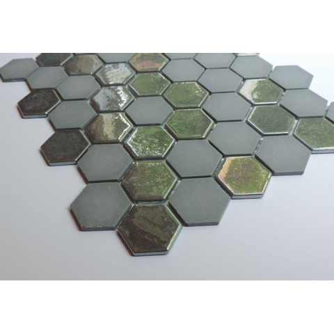 The Mosaic Factory Valencia mozaïektegel - 28x33cm - 5mm - hexagon - mat en glans khaki (groen) SW374591