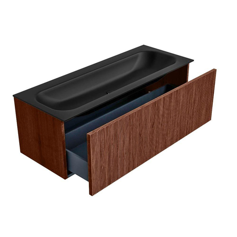 Mondiaz KURVE Badkamermeubelset - 120x46x40cm - 1 lade - wastafel solid surface - midden - zonder kraangat - Ruby SW1415341