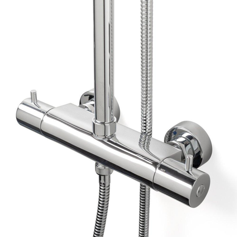 Wiesbaden Caral set de douche pluie - 25cm - rond - apparent - avec inverseur - avec barre de douche - chromé SW10555