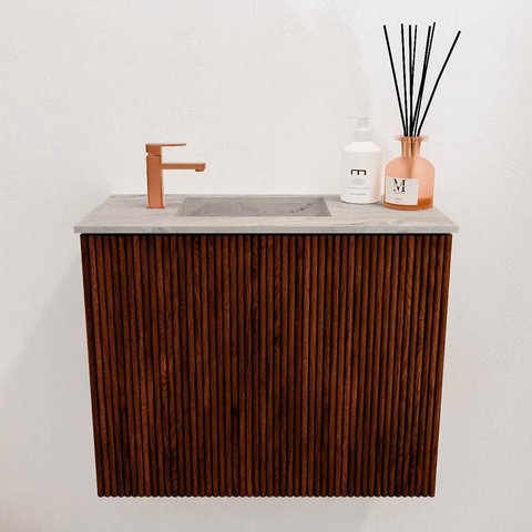 Mondiaz JOYA-DLUX 50cm toiletmeubel - kleur Ruby - Wastafel FAYE positie Links 1 kraangat kleur Glace. SW1423549