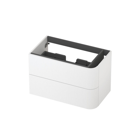 INK Concept R Wastafelonderkast - 80x45x52cm - 2 lades - opliggende grepen - gefreesd - afgeronde hoek rechts - MDF lak - mat wit SW1405641