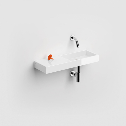 Clou Mini Wash Me fontein - 56x19x6cm - keramiek - zonder kraangat - links - zonder waste - wit SW9291