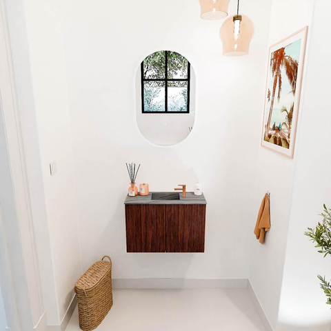 Mondiaz JOYA-DLUX 60cm toiletmeubel - kleur Ruby - Wastafel FAYE positie Midden 1 kraangat kleur Sombra. SW1425647