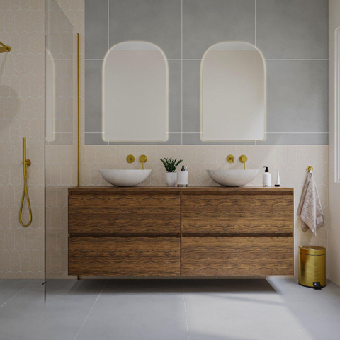 Saniclass Holz Pure Meuble sous lavabo de salle de bains - 160x45x60cm - 4 tiroirs - Walnut pure SW1420797