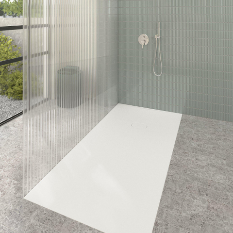 Villeroy & Boch Ecora douchebak - 180x90x4.5cm - afvoer korte zijde - stone white (wit) SW1558877