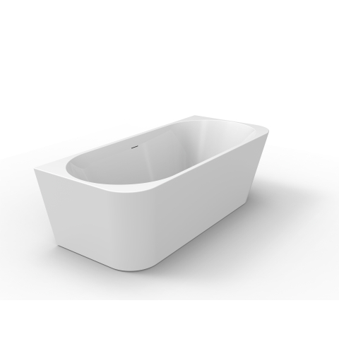ZEZA Grand Baignoire demi-îlot – 180 × 80 × 58 cm – avec évacuation – acrylique – ronde – blanc brillant SW1442342