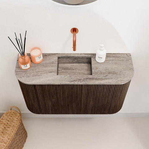 Mondiaz JOYA-DLUX 73.2cm toiletmeubel - ronding links en rechts kleur Walnut - Wastafel FAYE positie Midden Zonder kraangat kleur Oza. SW1424606