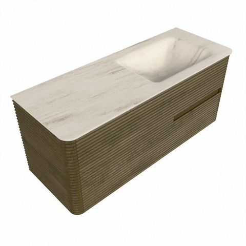 Mondiaz CIRO-DLUX Ensemble de meubles de salle de bains - 120x45x50cm - Plan-vasque solid surface Meli - 1 vasque à droite - 1 trou de robinet - 2 tiroirs - Dusk SW1533151