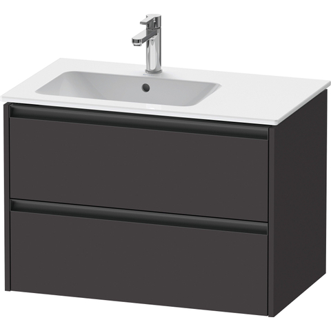 Duravit Ketho.2 Wastafelonderbouwkast - met 2 laden - voor waskom links - 81x48x54.9cm - met grepen antraciet - grafiet supermat SW772968