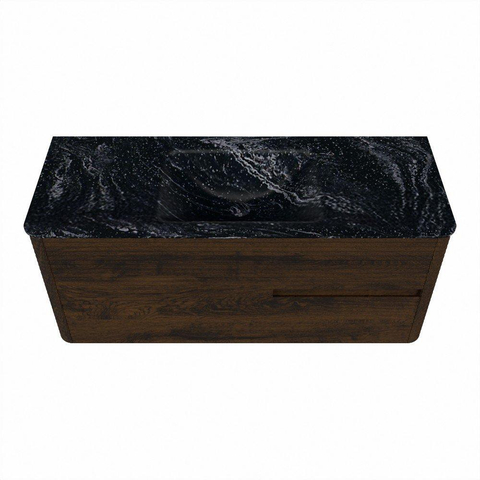 Mondiaz CIRO-DLUX Badkamermeubelset - 120x45x50cm - Solid surface wastafel Lava - 1 wasbak Midden - 1 kraangat - 2 lades - Walnut SW1530173