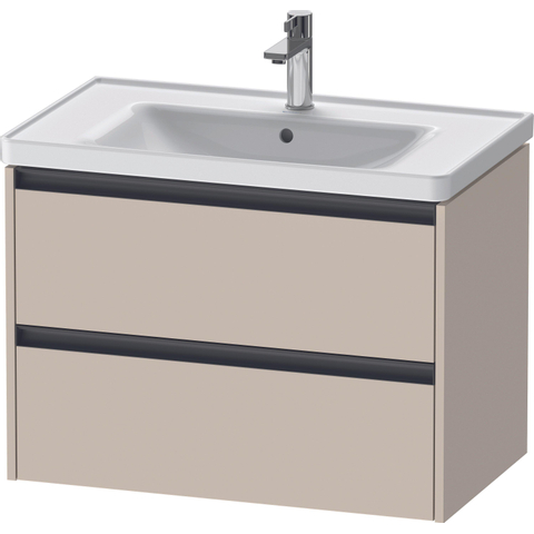 Duravit Ketho.2 Wastafelonderbouwkast - met 2 laden - 78.4x45.5x54.9cm - met grepen antraciet - taupe supermat SW771862