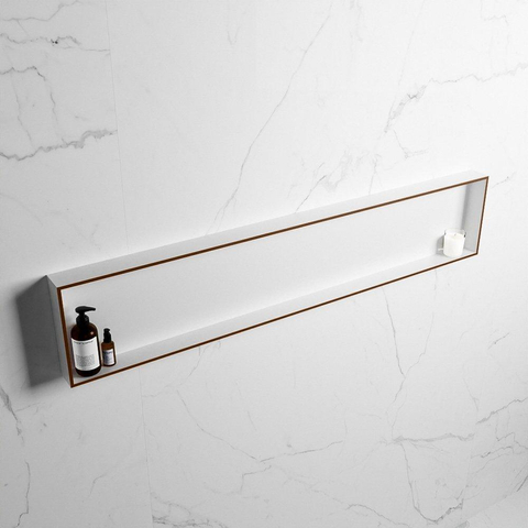 Mondiaz Easy nis 29.5x149.5x8cm voor Inbouw/opbouw 1 open vak Solid surface Talc/Rust SW643735
