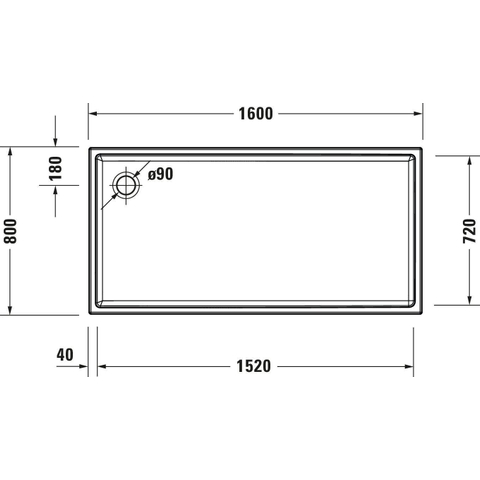 Duravit Starck slimline douchebak 160x80cm wit SW472342