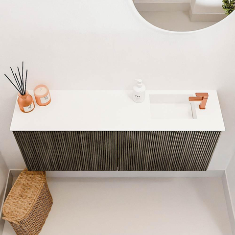 Mondiaz JOYA 100cm meuble de salle de bains WC - couleur Shadow - Vasque FAYE position Droite 1 trou de robinet couleur Talc. SW1421445