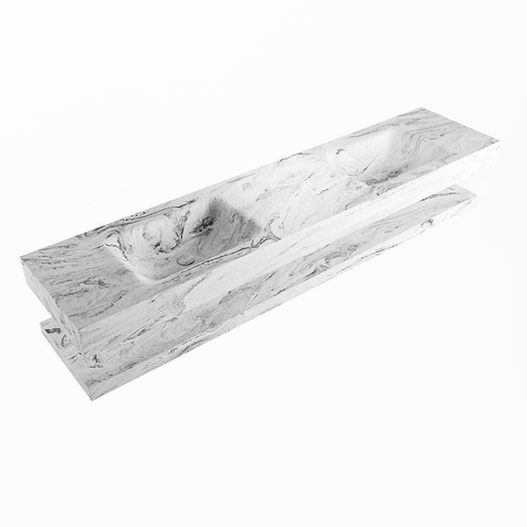Mondiaz ALAN-DLUX Ensemble de meuble - 200cm - meuble Glace mat - 0 tiroirs - Lavabo Cloud Glace suspendu - vasque Gauche et droite - 0 trous de robinet SW809074