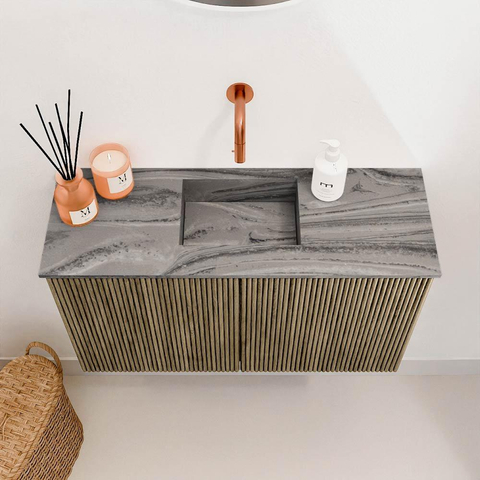 Mondiaz JOYA-DLUX 70cm toiletmeubel - kleur Dusk - Wastafel FAYE positie Midden Zonder kraangat kleur Sombra. SW1426133