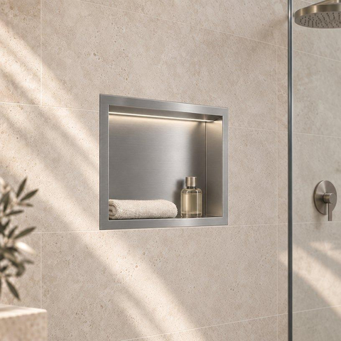 Fortifura Galeria Inbouwnis - 30x30x7cm - LED verlichting - geborsteld RVS SW1529765