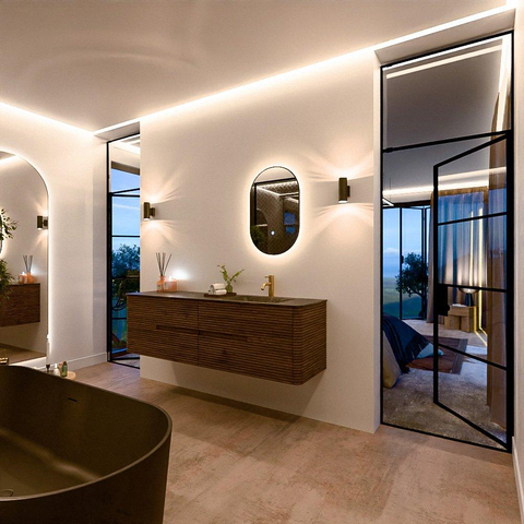 Mondiaz CIRO-DLUX Ensemble de meubles de salle de bains - 170x45x50cm - Lavabo solid surface Lava - 1 vasque à droite - 1 trou de robinet - 4 tiroirs - Dusk SW1533053