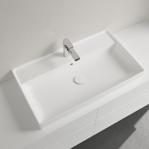 Villeroy & Boch Collaro meubelwastafel onderzijde - geslepen - 80x47cm - met overloop - 1 kraangat - White Alpine (glans wit) SW358317