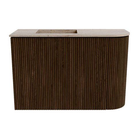 Mondiaz JOYA-DLUX Meuble de salle de bains 61,6cm - arrondi droit couleur Walnut - Vasque FAYE position Gauche 1 trou de robinet couleur Saba SW1424672